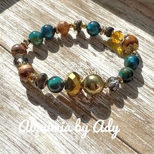 Blue Tiger's eye beaded bracelet/manifesting courage and safety